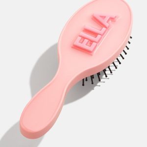Mini Block Font Mini Custom Hair Brush - Pink