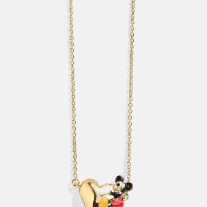 Disney Mickey Mouse Hugging Heart Necklace - Gold