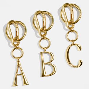 Gold Initial Enamel Bag Charm - A
