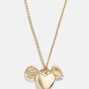 Heart Cluster Charm Necklace - Heart