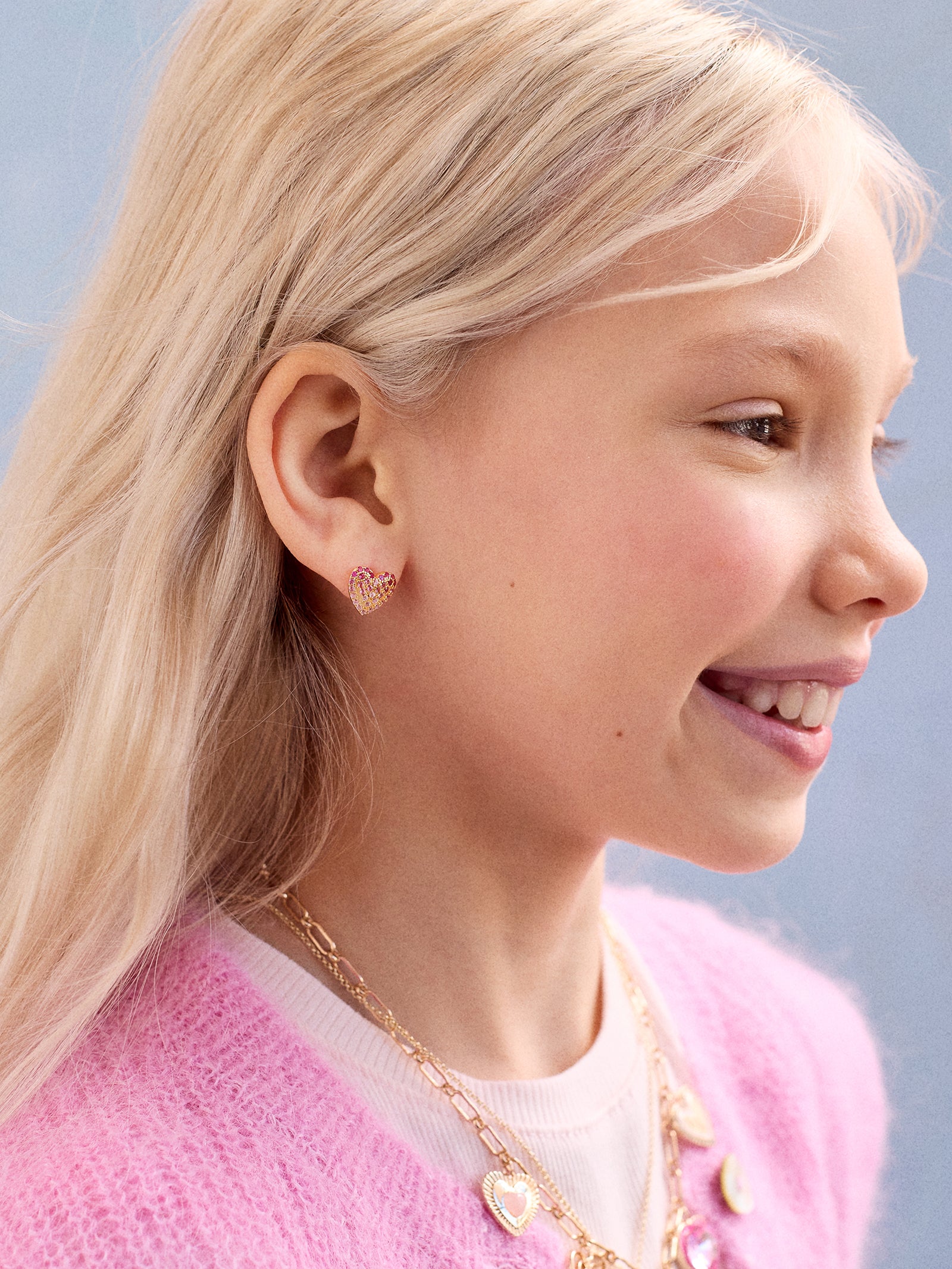 18K Gold Heart Of Gold Kids' Earrings - Heart Burst - Image 2