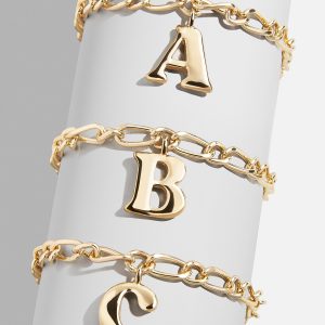 Chunky Charm Initial Bracelet - Gold