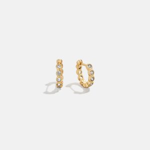 Jessica 18K Gold Birthstone Earrings - Crystal