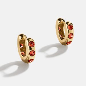 Sydney 18K Gold Birthstone Earrings - Garnet