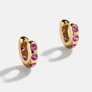 Sydney 18K Gold Birthstone Earrings - Rose