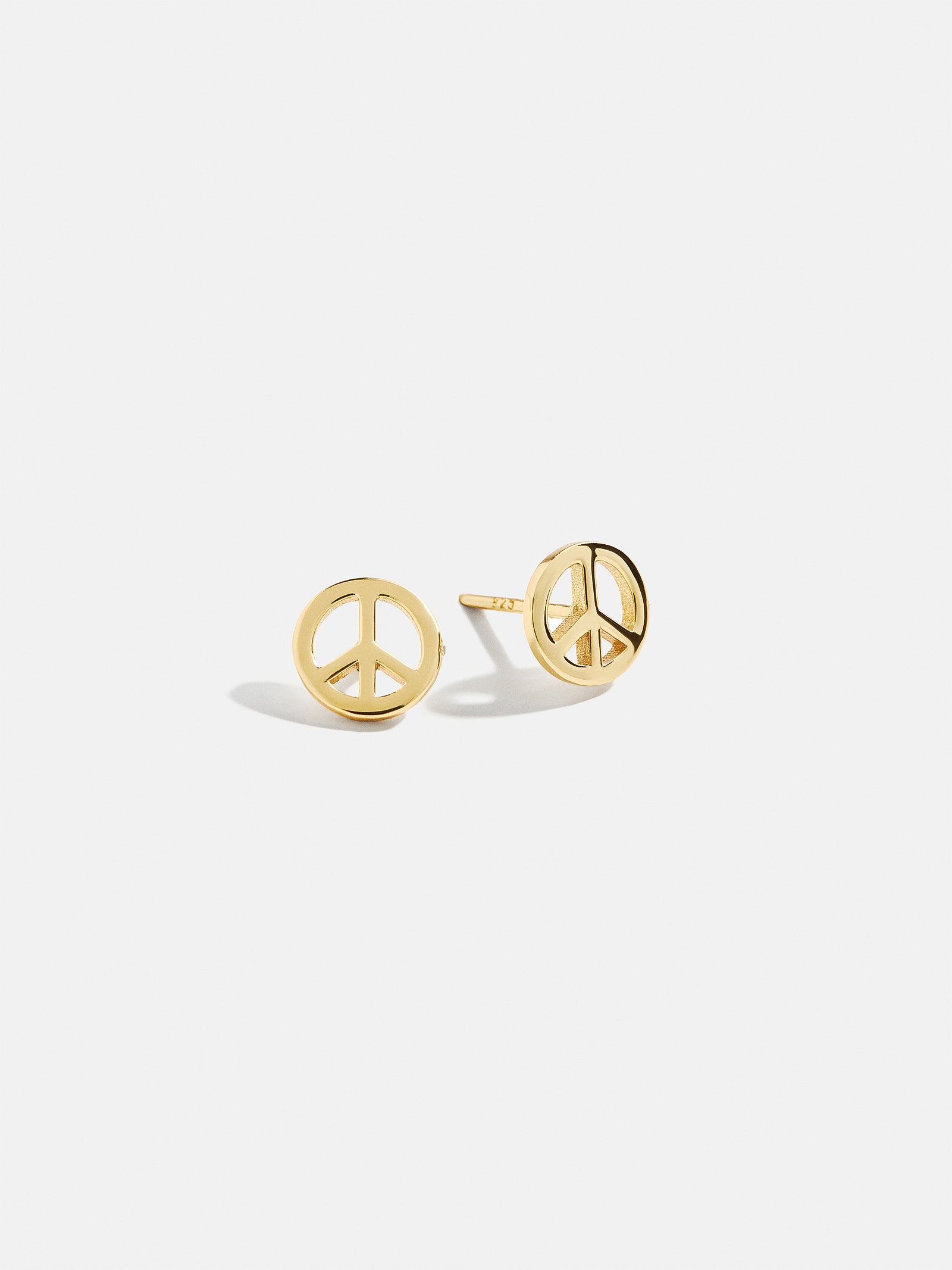18K Gold Peace Sign Delicate Stud Earrings - Peace Sign