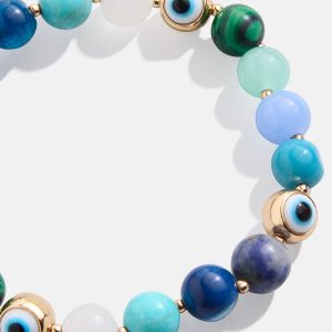Evil Eye Semi-Precious Stretch Bracelet - Blue