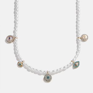 Frida Evil Eye Necklace - White/Blue