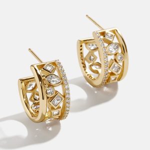18K Gold Julia Earrings - Gold/Pav??