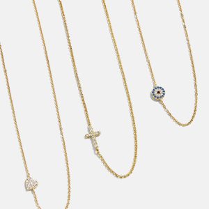18K Gold Asymmetrical Cross Necklace - Cross