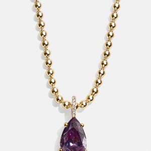 Esther 18K Gold Birthstone Necklace - Amethyst