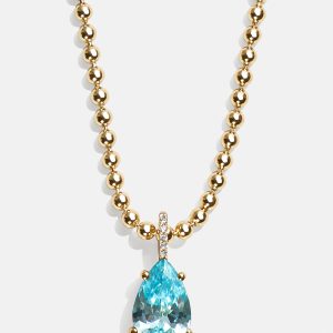 Esther 18K Gold Birthstone Necklace - Aquamarine