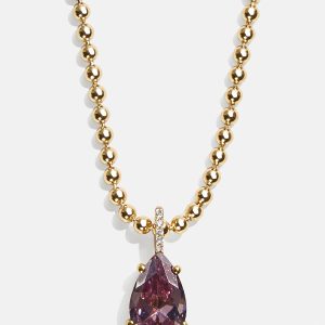 Esther 18K Gold Birthstone Necklace - Light Amethyst