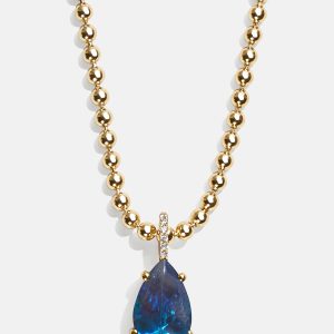 Esther 18K Gold Birthstone Necklace - Blue Zircon