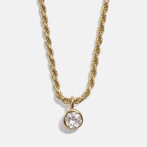 18K Gold Florence Birthstone Necklace - Crystal