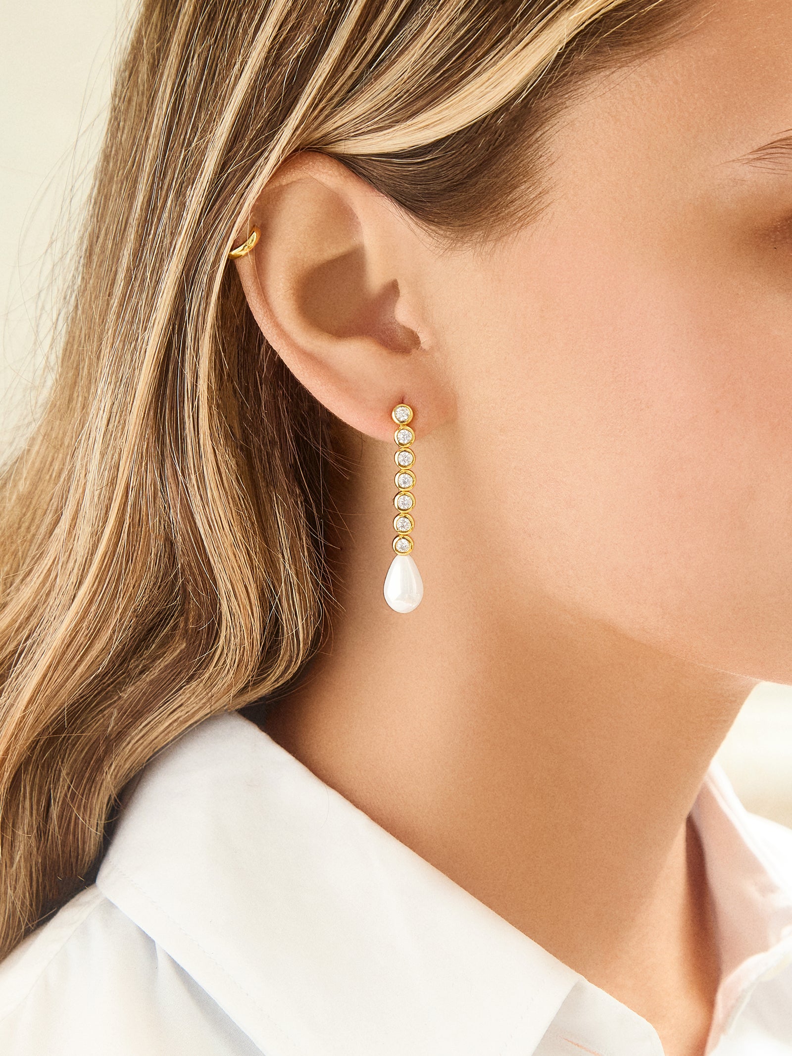 18K Gold Mabel Earrings - Gold/Pav?? - Image 2