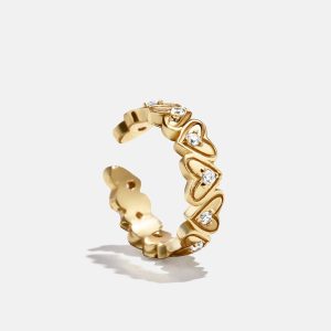 18K Gold Heart Ear Cuff - Heart