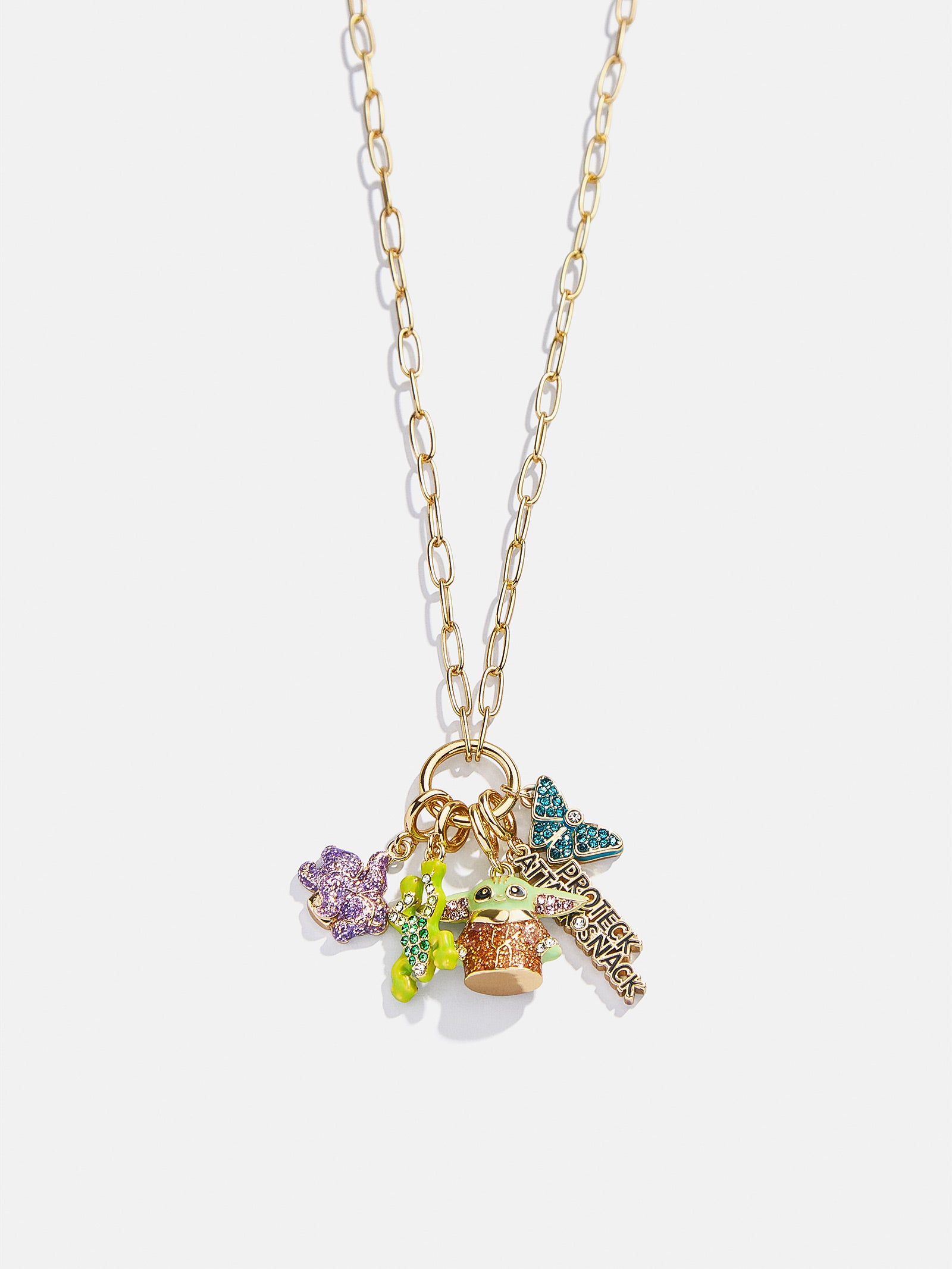 STAR WARS? GROGU? Cluster Charm Necklace - Gold/Green