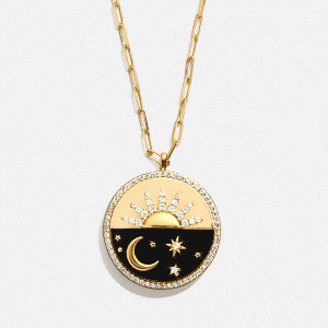 18K Gold Celestial Reversible Pendant Necklace - Black