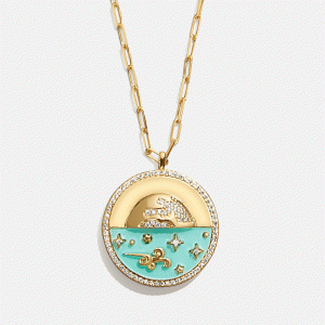 18K Gold Ocean Reversible Pendant Necklace - Aqua