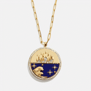 18K Gold Fire Reversible Pendant Necklace - Navy