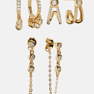Heidi 18K Gold Earring Set - Gold/Pav??