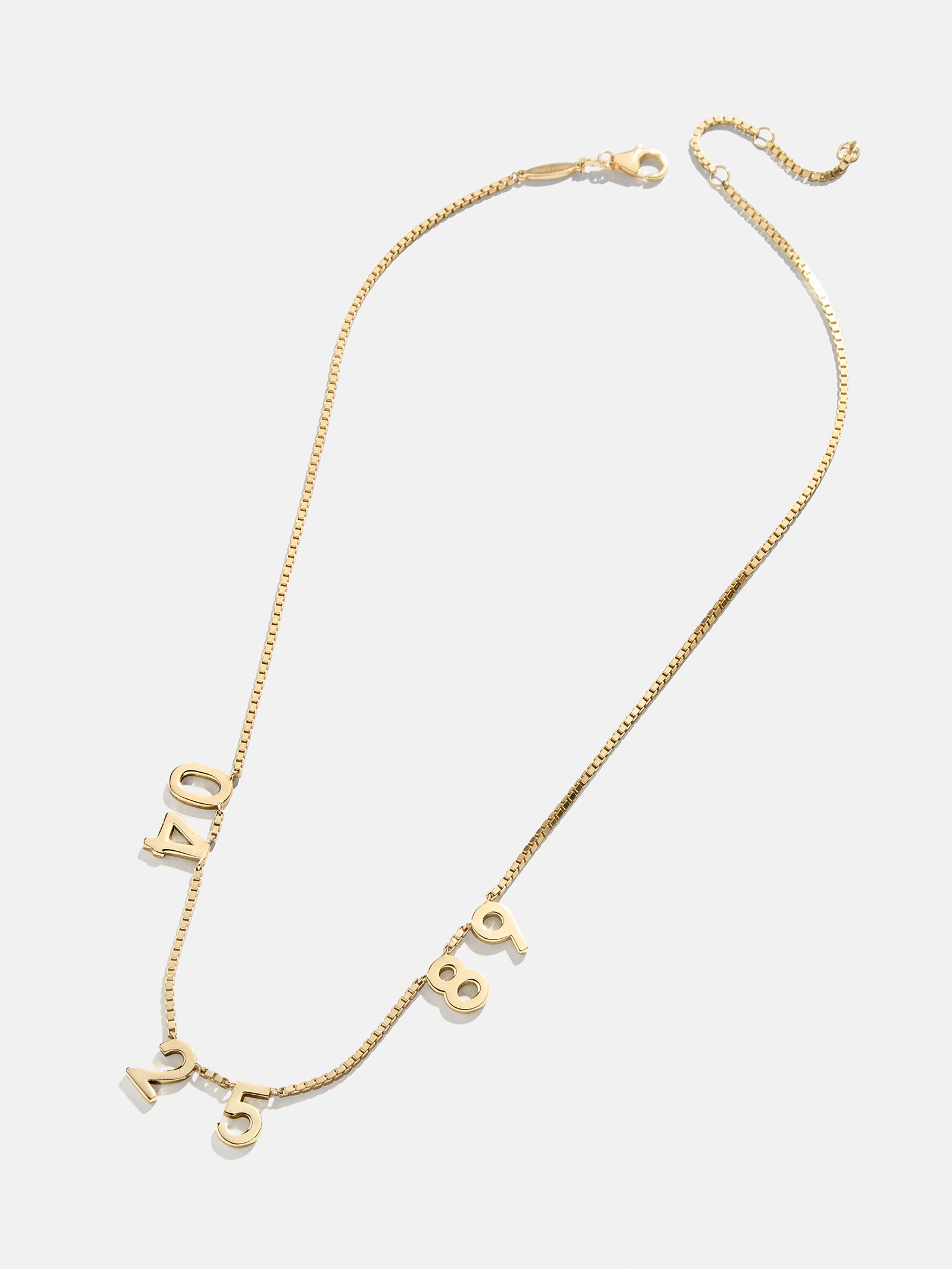 18K Gold Spaced Number Custom Necklace - S - Image 5