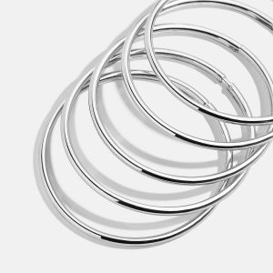 Alexia Bangle Bracelet Set - Silver