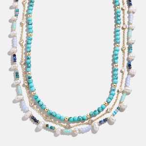 Rowan Semi-Precious Layered Necklace - Gold/Blue