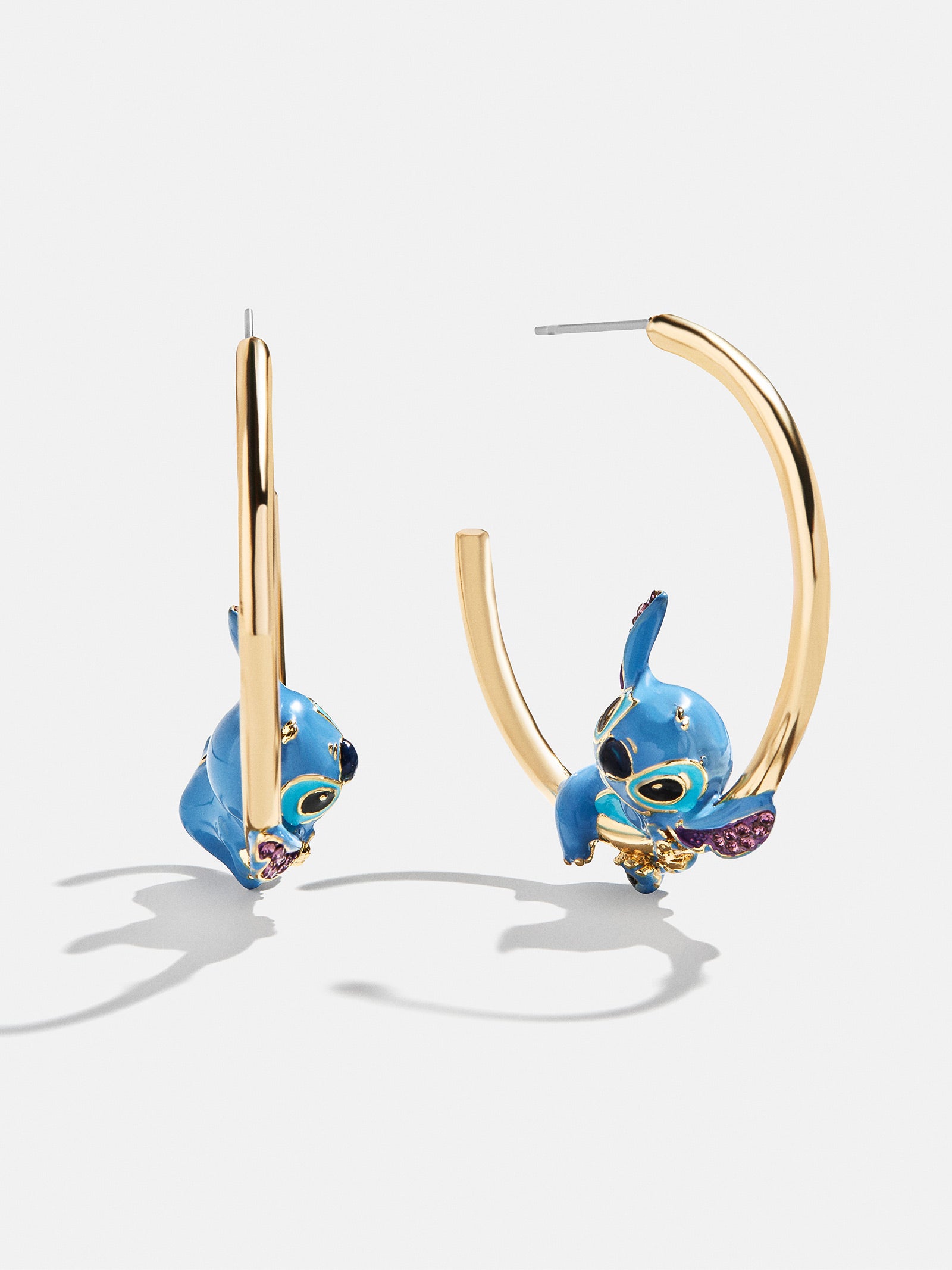 Disney Stitch 3D Hoop Earrings - Gold/Blue