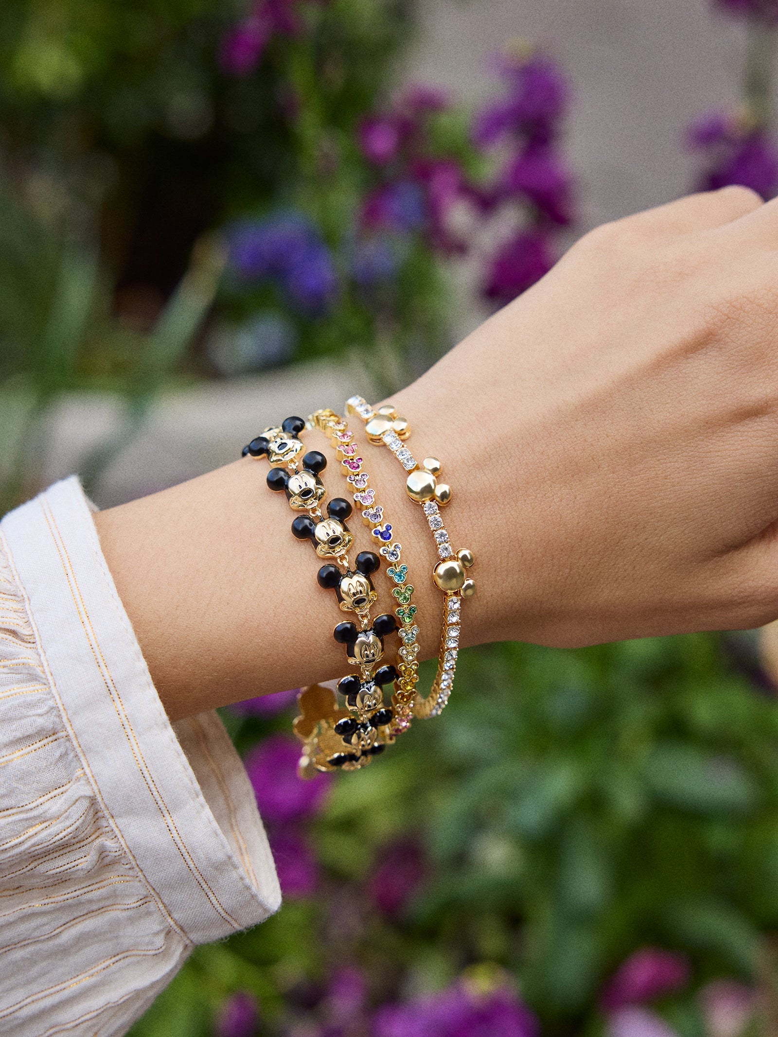 Disney Mickey Mouse Repeating Character Head Bracelet - Gold/Black - Image 2