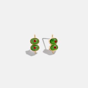 Briny Baby Olive Earrings - Green