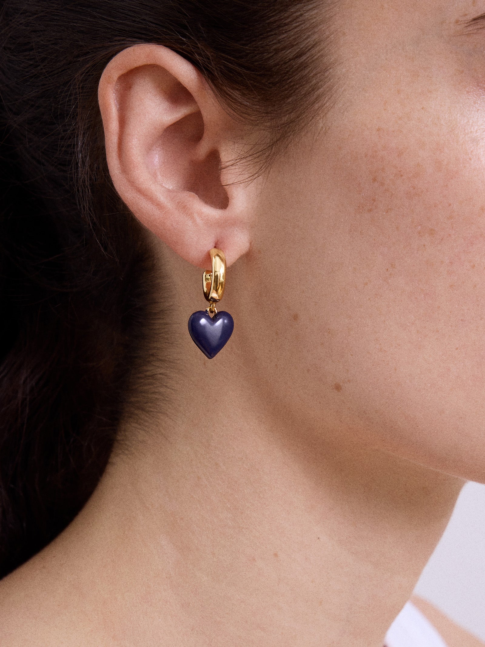 Game Day Heart Drop Earrings - Navy - Image 2