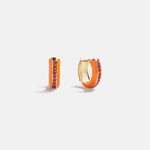 Game Day Enamel Huggie Earrings - Orange