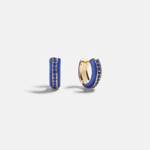 Game Day Enamel Huggie Earrings -  Blue