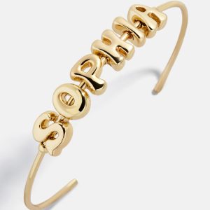 Bubble Letter Custom Cuff Bracelet - Gold