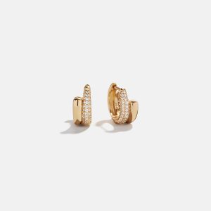 Maddison 18K Gold Huggie Earrings - Gold/Pav??
