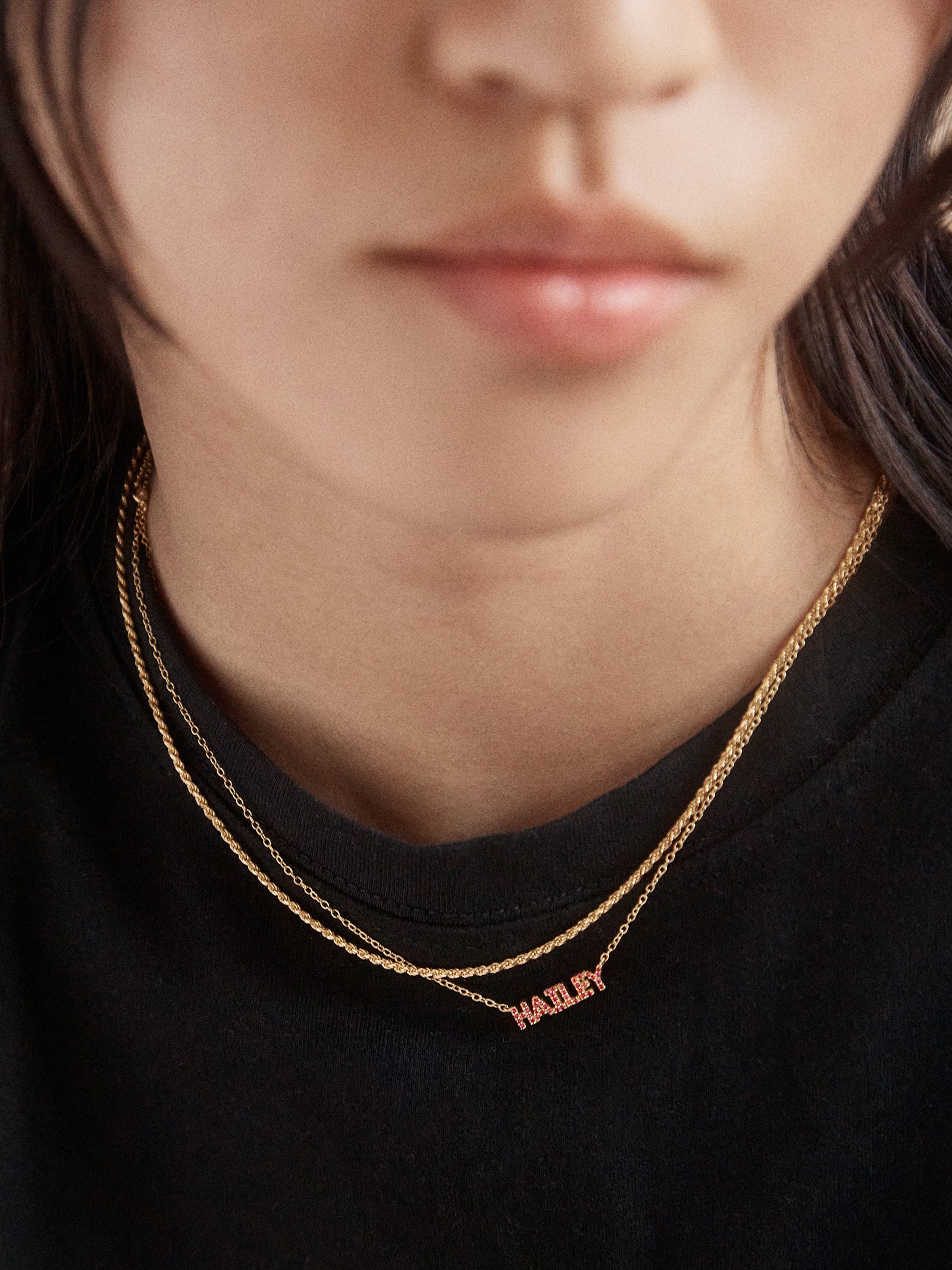 18K Gold Birthstone Custom Nameplate Necklace - Peridot - Image 4