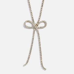 Gigi Bow Lariat Necklace - Gold/Pav??