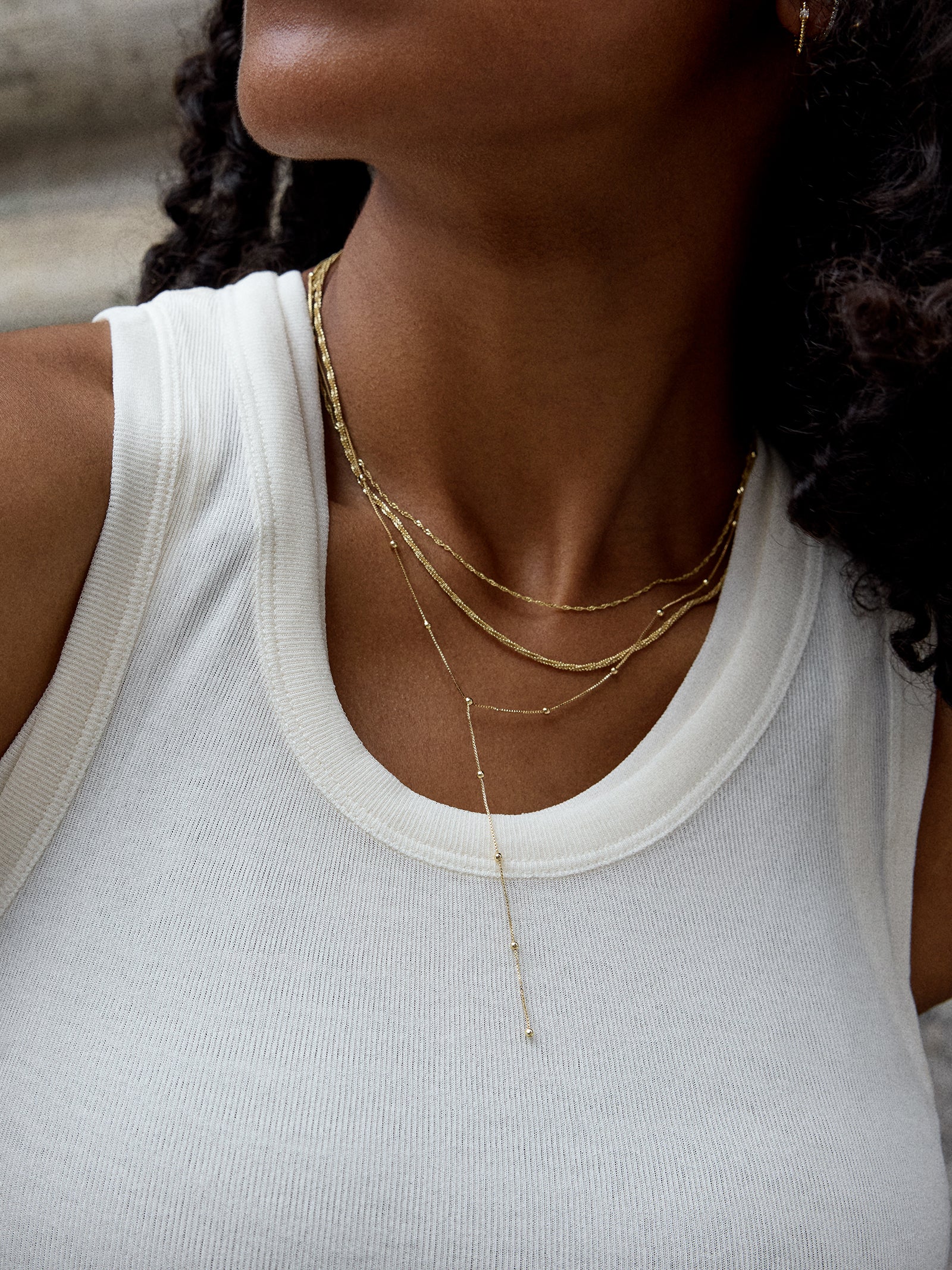 Carina Lariat Layered Necklace - Gold - Image 2