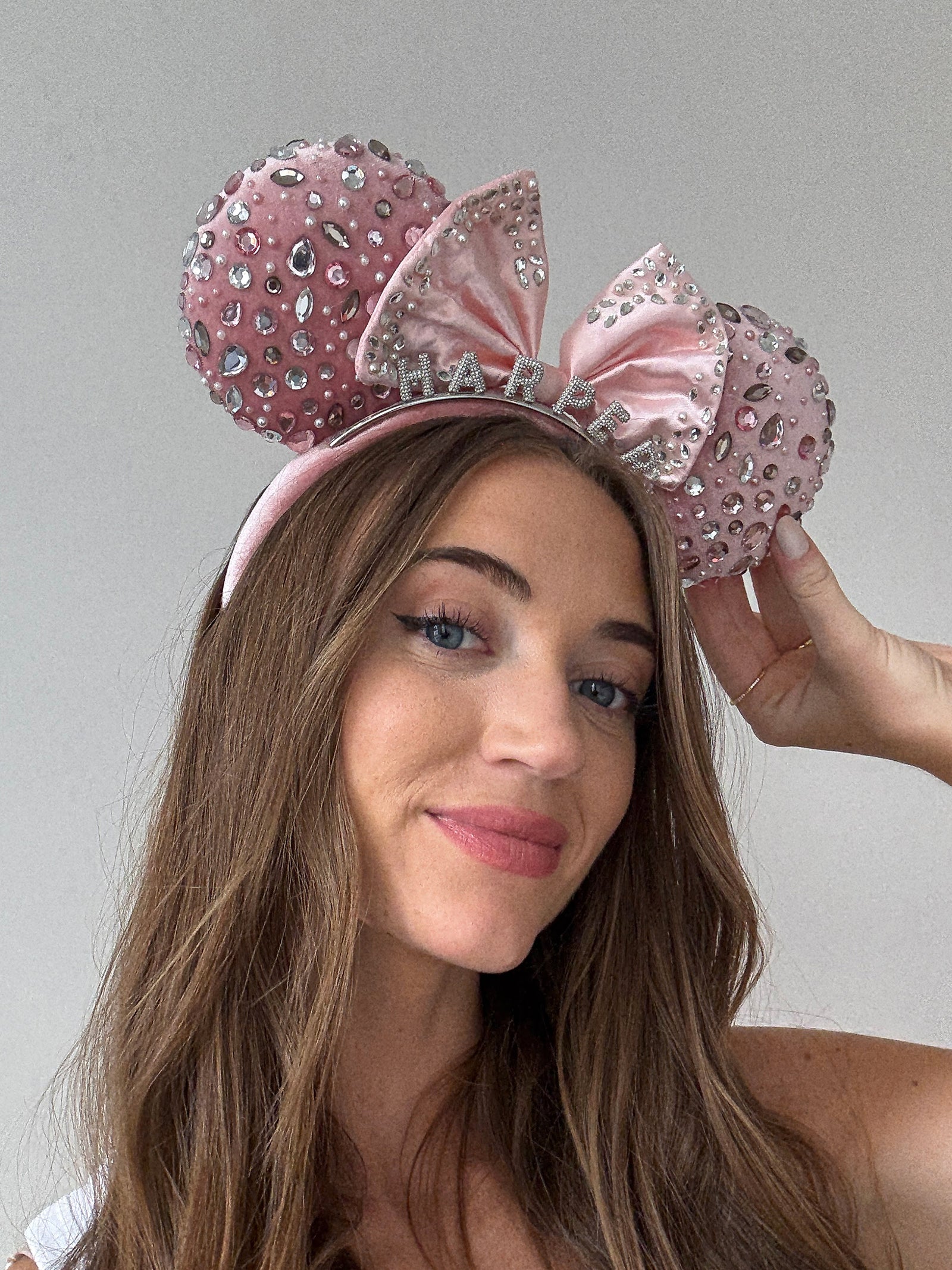 Disney Minnie Mouse Pink & Silver Crystal Pav?? Custom Ears Headband - Pink & Silver Crystal Pav?? Custom Ears - Image 2