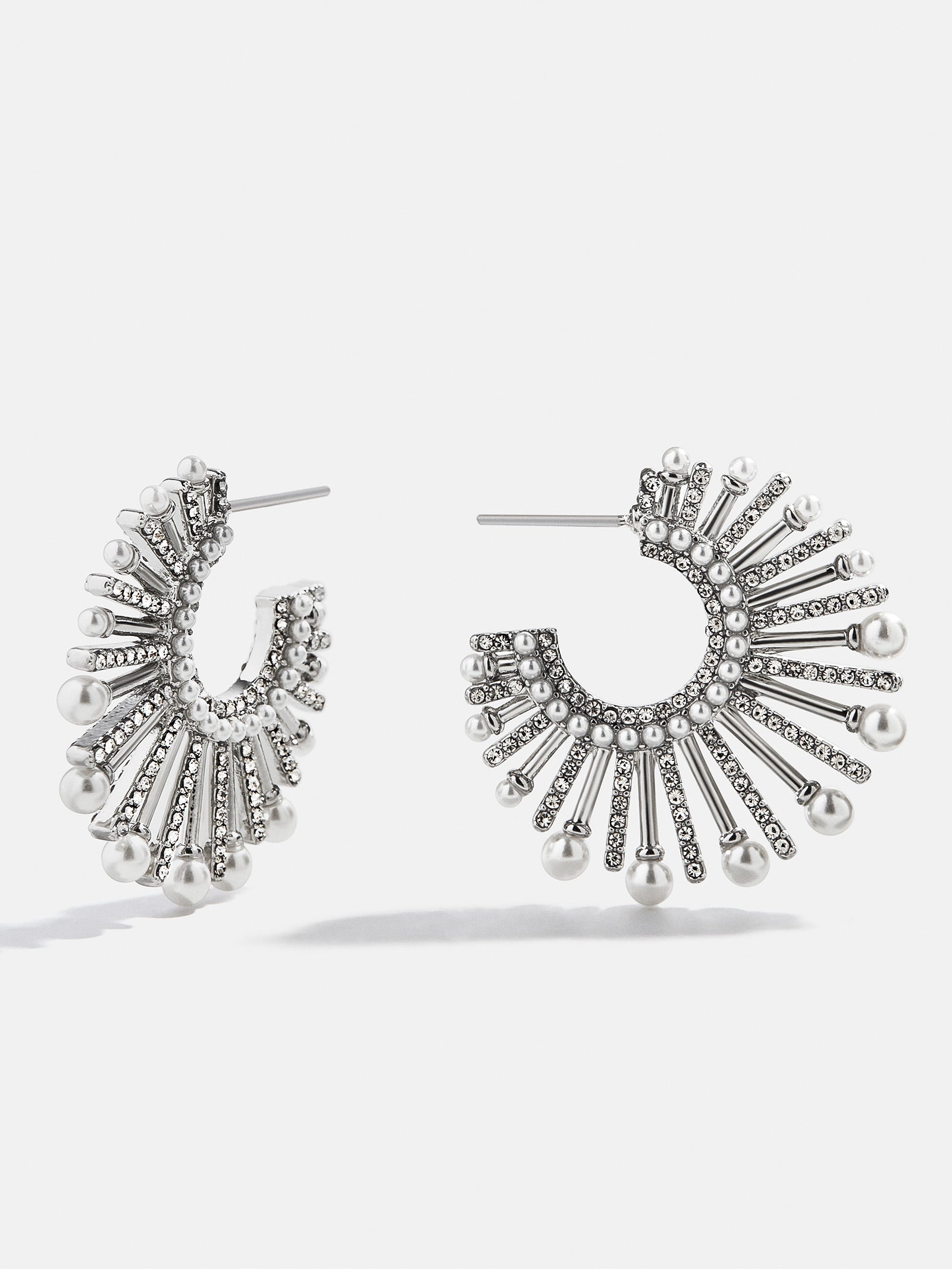 Jordan Sunburst Hoop Earrings - Silver/Pav??