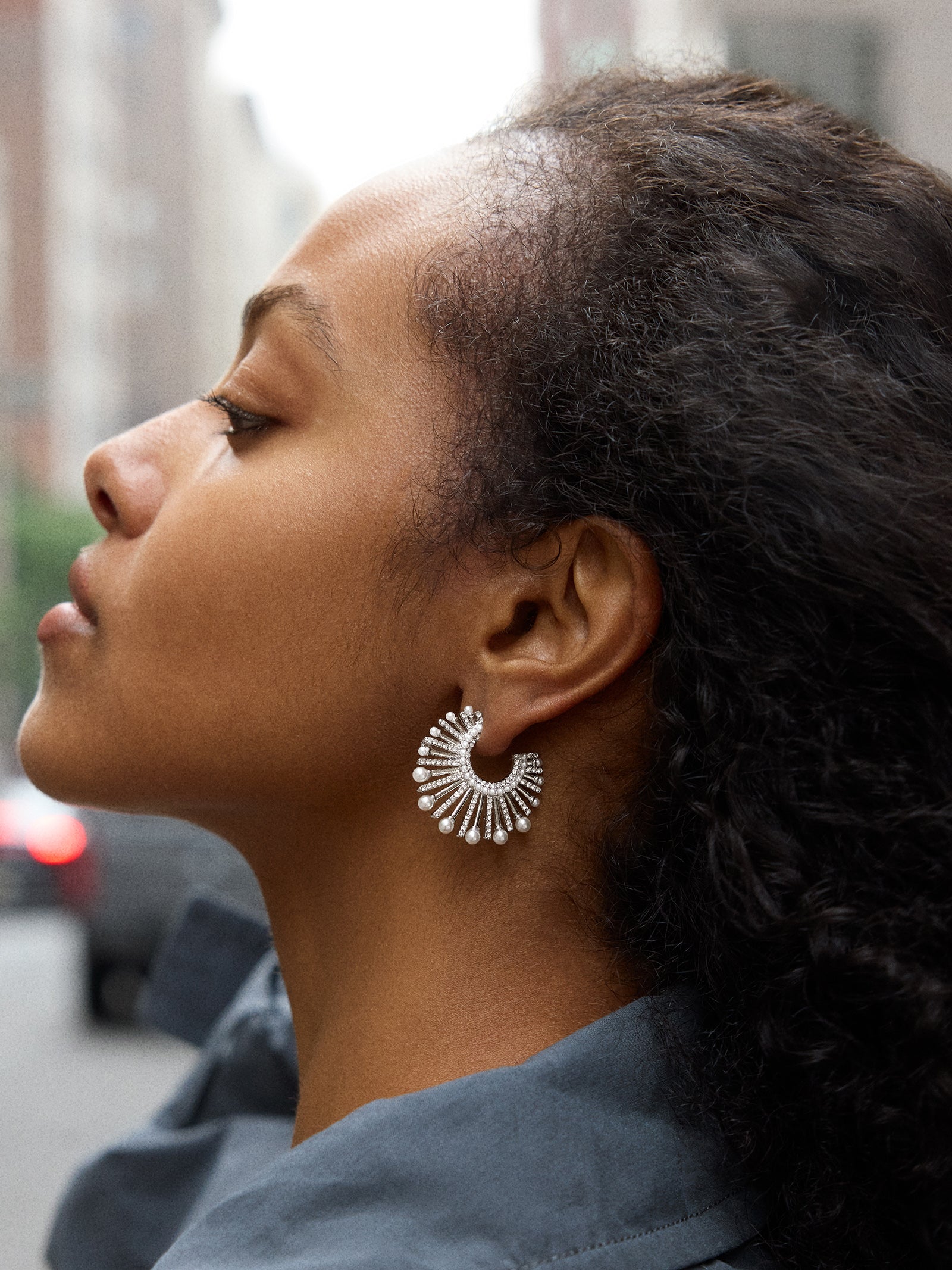 Jordan Sunburst Hoop Earrings - Silver/Pav?? - Image 2