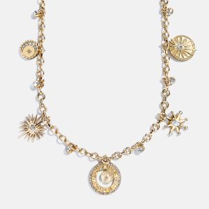 Star Power Celestial Charm Necklace - Gold/Pav??