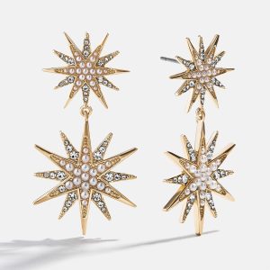 Star Power Celestial Statement Earrings - Gold/Pav??