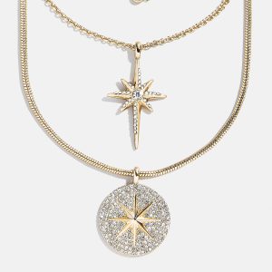 Lyra Celestial Layered Necklace - Gold/Pav??