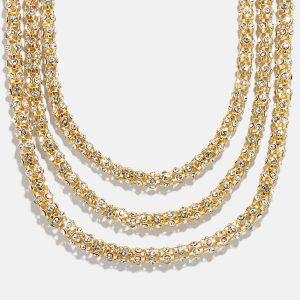 Crystal Layered Necklace - Gold/Pav??