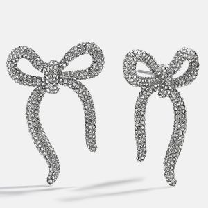 Suki Bow Earrings - Silver/Pav??