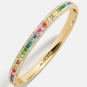 Helena Crystal Hinge Bangle - Gold/Multi