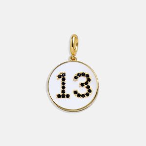 Enamel Number Custom Charm - Gold